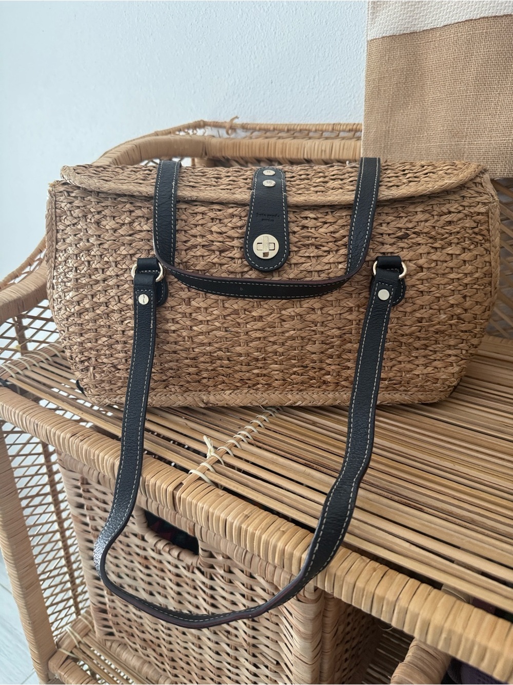 Kate Spade Basket Bag Shoulder Bag Beige Brown fair condition  see pictures